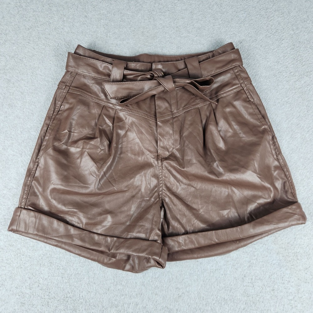 Ci Sono Shorts Womens Medium Chocolate Brown Paperbag Waist Cuffed Hem Outdoor